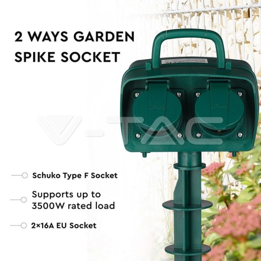 2 Ways Garden Spike Socket Mechanical Timer 3G 1.5mm x 3m IP44 Green - 4