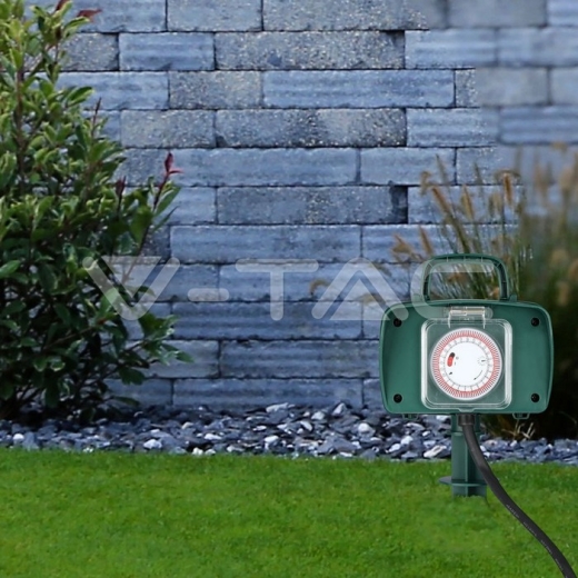 2 Ways Garden Spike Socket Mechanical Timer 3G 1.5mm x 3m IP44 Green - 9
