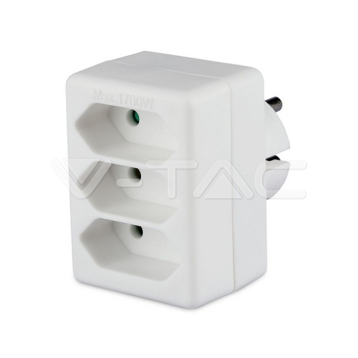 3 Outlet Adapter 2.5A White Label Poly Bag - 2
