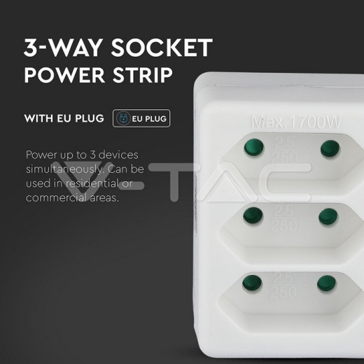 3 Outlet Adapter 2.5A White Label Poly Bag - 5