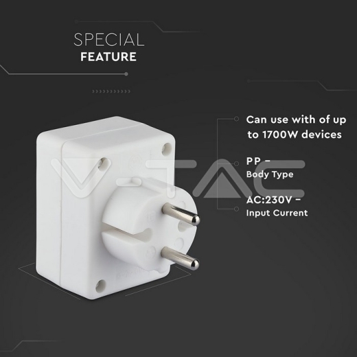 3 Outlet Adapter 2.5A White Label Poly Bag - 6