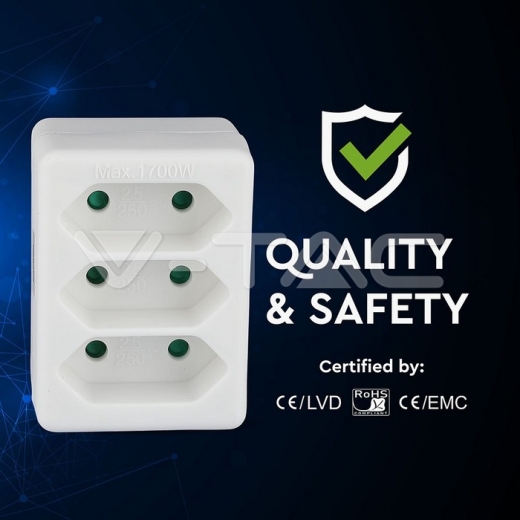 3 Outlet Adapter 2.5A White Label Poly Bag - 7