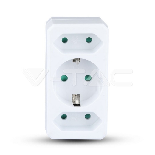 Adaptador de 2 salidas Euro Socket 10A , 1 Socket 10/16A 250V Blanco - 1