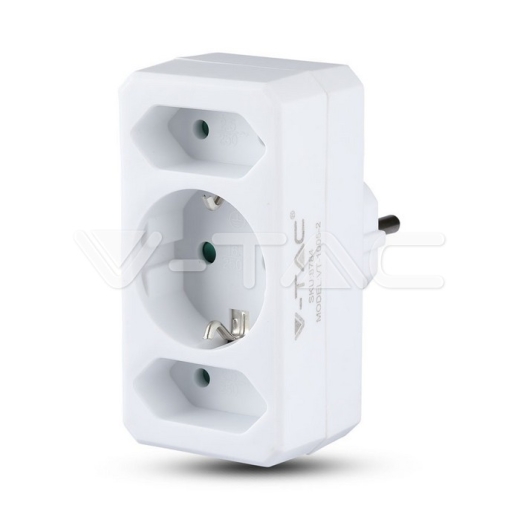 Adaptador de 2 salidas Euro Socket 10A , 1 Socket 10/16A 250V Blanco - 2