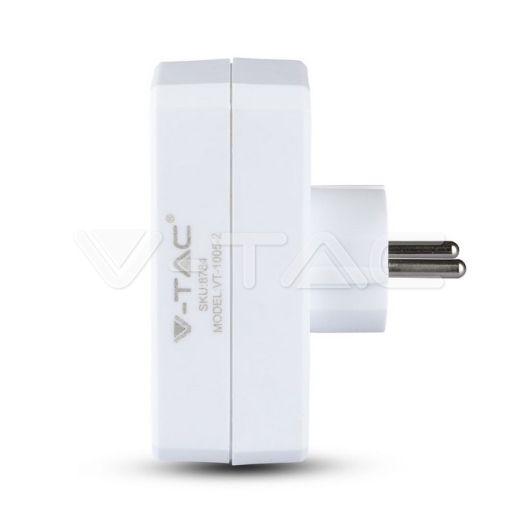 Adaptador de 2 salidas Euro Socket 10A , 1 Socket 10/16A 250V Blanco - 3