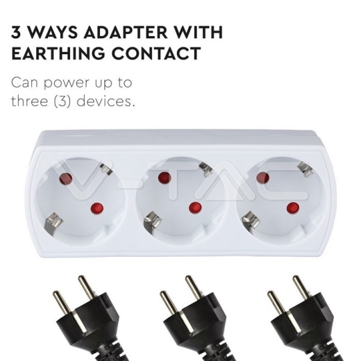 3 Outlet Power Adapter Earth Contact 16A 250V - 4