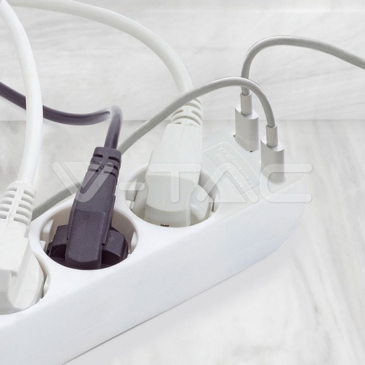 3 Power Strip 2 USB White Cable 1.5m - 11