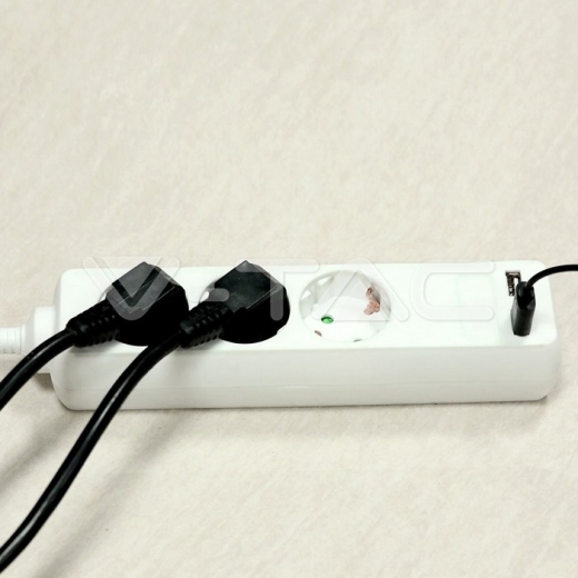 3 Power Strip 2 USB White Cable 5m - 12