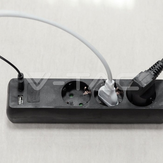 3 Power Strip 2 USB Black Cable 5m - 11
