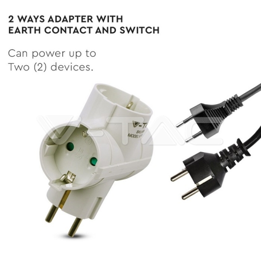 Adaptador de 3 salidas con toma de tierra 10/16A 250V Blanco - 2