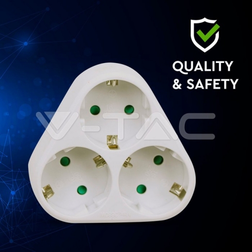 3 Ways Adapter Earthing Contact 10/16A 250VWhite - 5