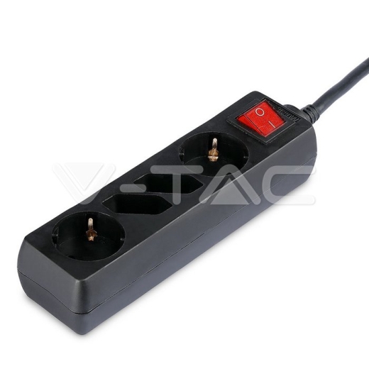 Enchufe 4 tomas combinado Negro (3G1.5MM2 X 1.5M) - 1