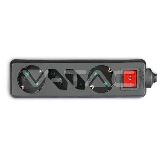 Enchufe 4 tomas combinado Negro (3G1.5MM2 X 1.5M) - 3