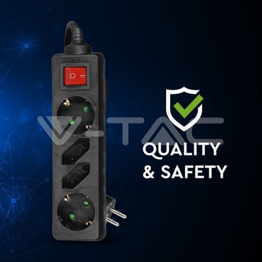 Enchufe 4 tomas combinado Negro (3G1.5MM2 X 1.5M) - 6