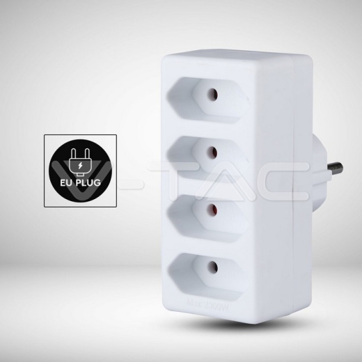 Adaptador de 4 salidas con toma de tierra 10A 250V Blanco - 5