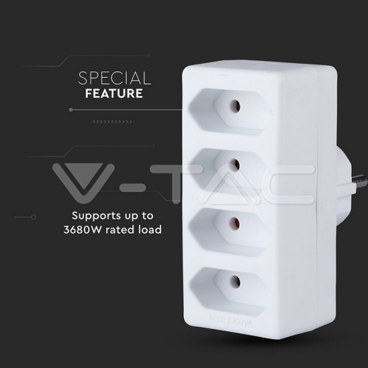 Adaptador de 4 salidas con toma de tierra 10A 250V Blanco - 6