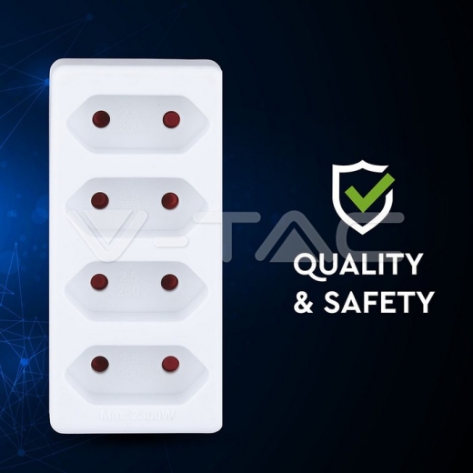 Adaptador de 4 salidas con toma de tierra 10A 250V Blanco - 7