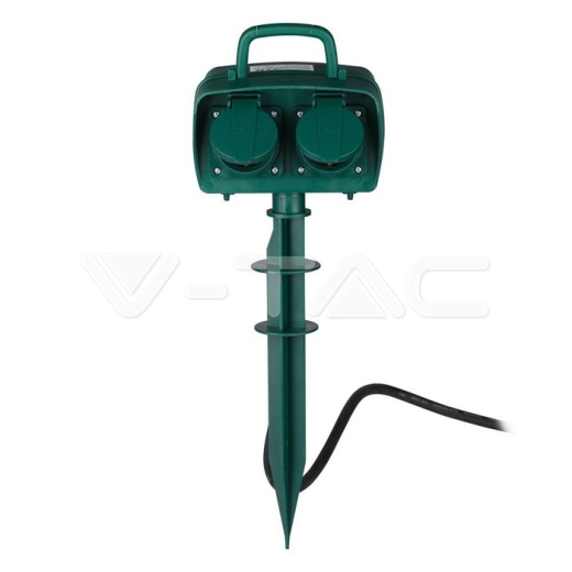 Regleta con pincho para jardín 4 enchufes 3G 1.5mm x 3m IP44 verde - 1