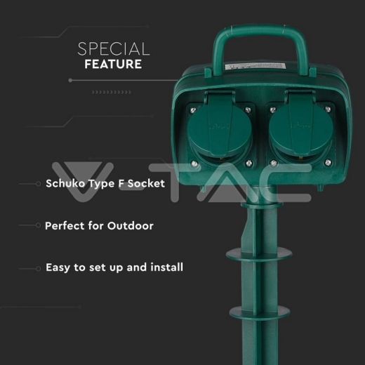 Regleta con pincho para jardín 4 enchufes 3G 1.5mm x 3m IP44 verde - 5