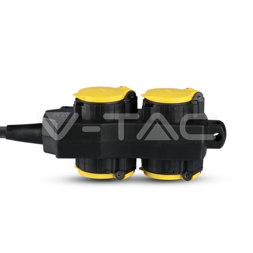 Regleta base 4 enchufes 3G 1.5mm x 3m IP44 negro & amarillo - 1