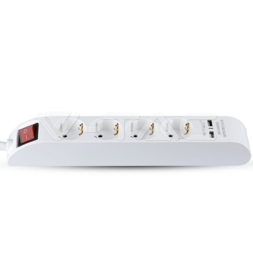 Regleta base 4 enchufes & 2 puertos USB 3G 1.5mm x 1.4m color blanco - 1
