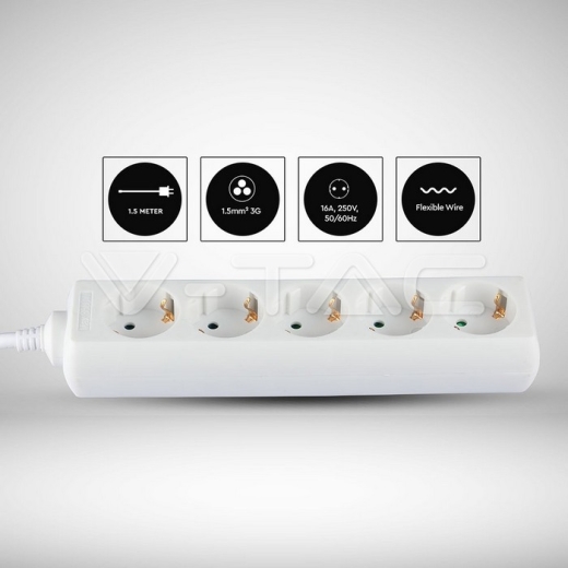 Enchufe 5 tomas con cable 1.5m - 6