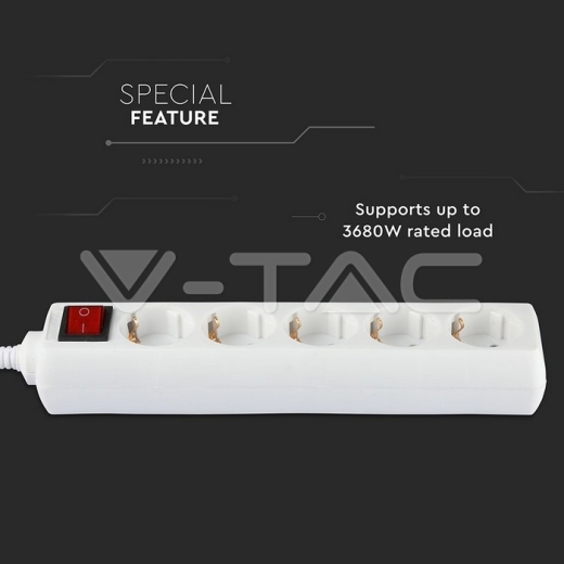 Enchufe 5 tomas con interruptor y cable 1.5m - 7