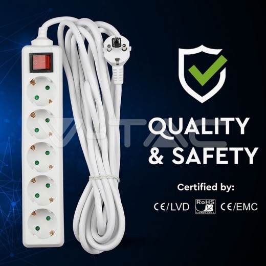 Enchufe 5 tomas con interruptor y cable 5m - 8