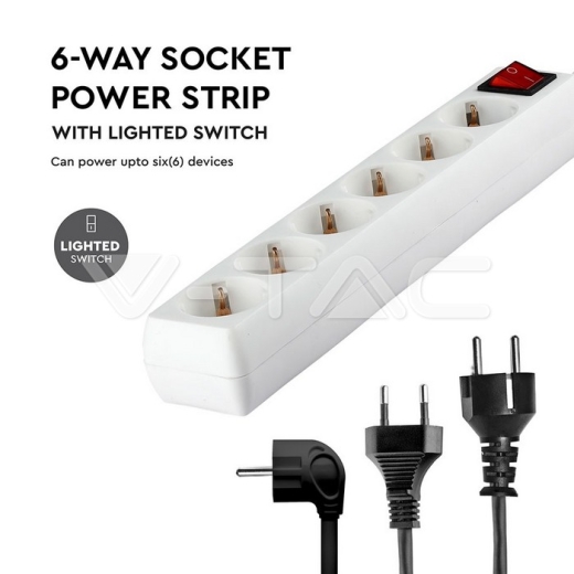 Enchufe 6 tomas con interruptor y cable 1.5m - 5