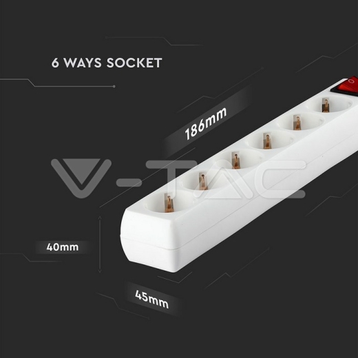 Enchufe 6 tomas con interruptor y cable 1.5m - 9