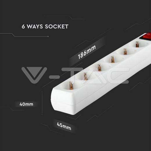 Enchufe 6 tomas con interruptor y cable 5m - 6