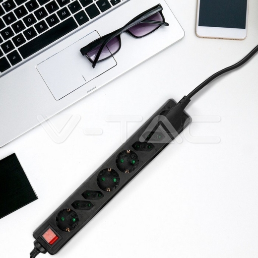 Enchufe 8 tomas combinado Negro (3G1.5MM2 X 1.5M) - 11