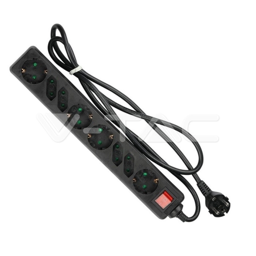 Enchufe 8 tomas combinado Negro (3G1.5MM2 X 1.5M) - 4