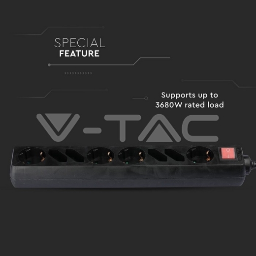 Enchufe 8 tomas combinado Negro (3G1.5MM2 X 1.5M) - 7