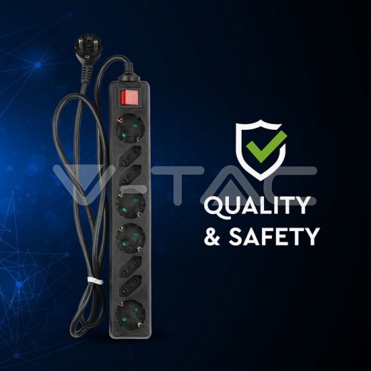 Enchufe 8 tomas combinado Negro (3G1.5MM2 X 1.5M) - 8