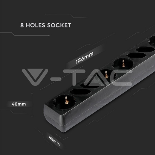 Enchufe 8 tomas combinado Negro (3G1.5MM2 X 1.5M) - 9