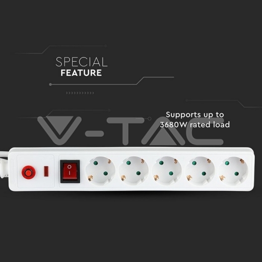 Regleta 5 enchufes con protección sobrecarga y protección contra rayos 3G 1.5mm x 1.4m - 3