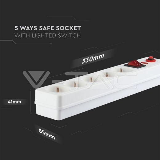 Regleta 5 enchufes con protección sobrecarga y protección contra rayos 3G 1.5mm x 1.4m - 5