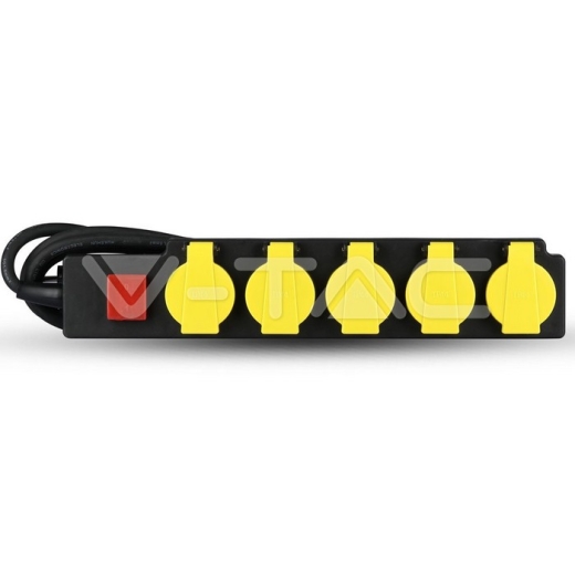 Regleta base 5 enchufes 3G 1.5mm x 3m IP44 negro & amarillo - 2