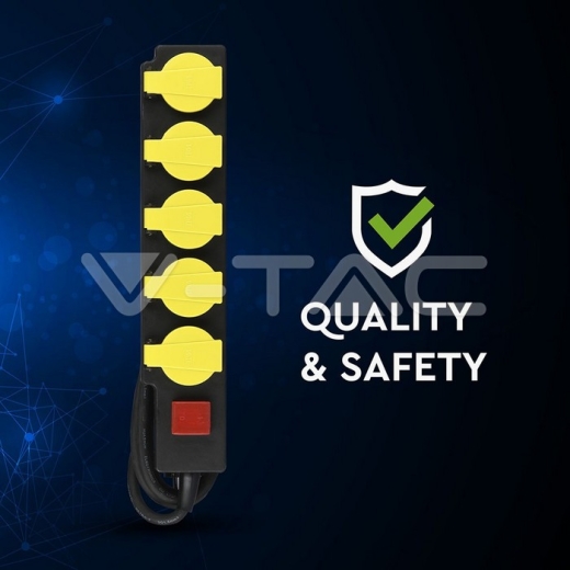 Regleta base 5 enchufes 3G 1.5mm x 3m IP44 negro & amarillo - 4