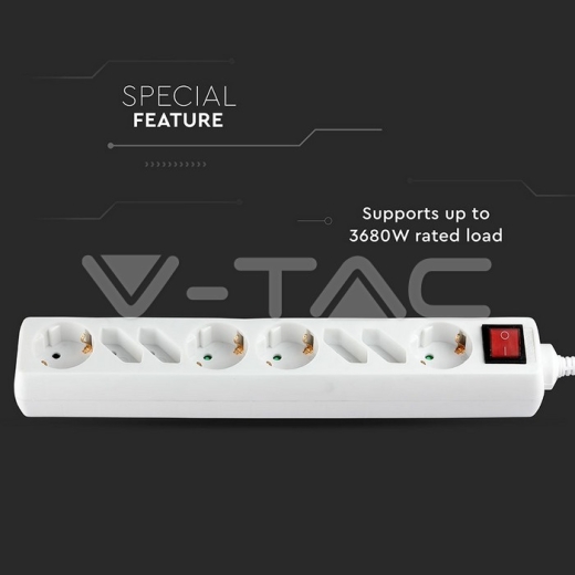 Enchufe 8 tomas combinado Blanco (3G1.5MM2 X 1.5M) - 7