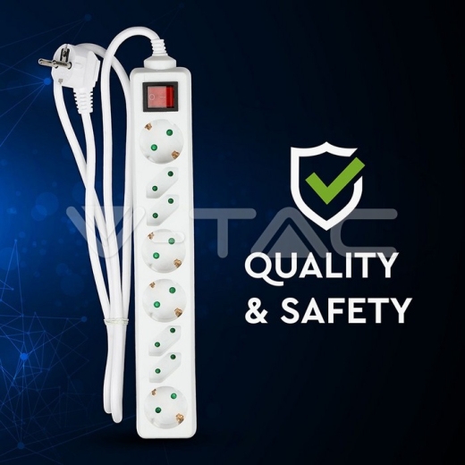 Enchufe 8 tomas combinado Blanco (3G1.5MM2 X 1.5M) - 8