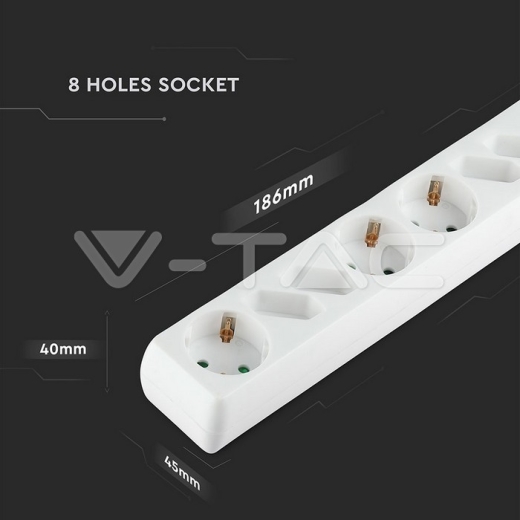 Enchufe 8 tomas combinado Blanco (3G1.5MM2 X 1.5M) - 9