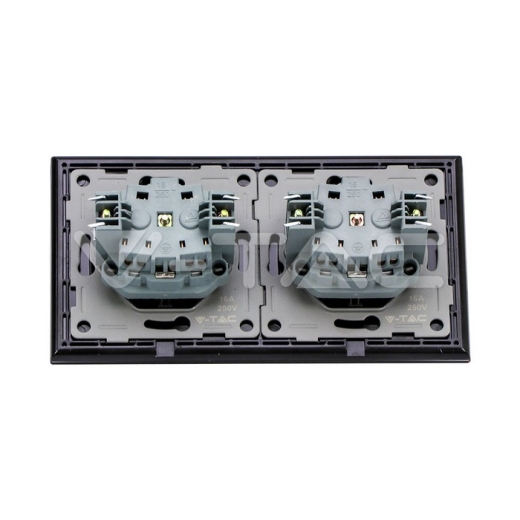 Enchufe doble EU 16A cristal negro - 2