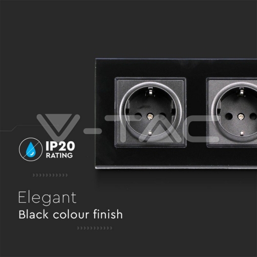 Enchufe doble EU 16A cristal negro - 3