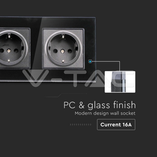 Enchufe doble EU 16A cristal negro - 4