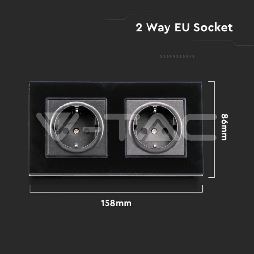 Enchufe doble EU 16A cristal negro - 5