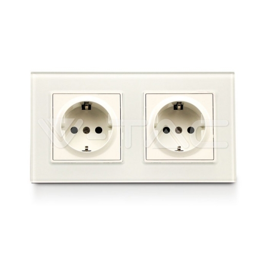 Enchufe doble EU 16A cristal blanco - 1