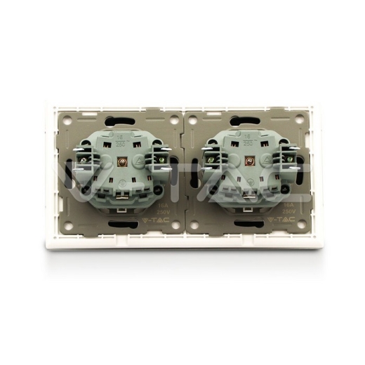 Enchufe doble EU 16A cristal blanco - 2