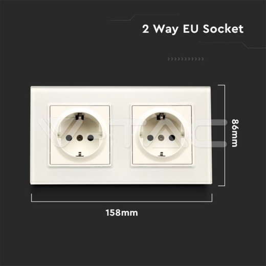 Enchufe doble EU 16A cristal blanco - 5